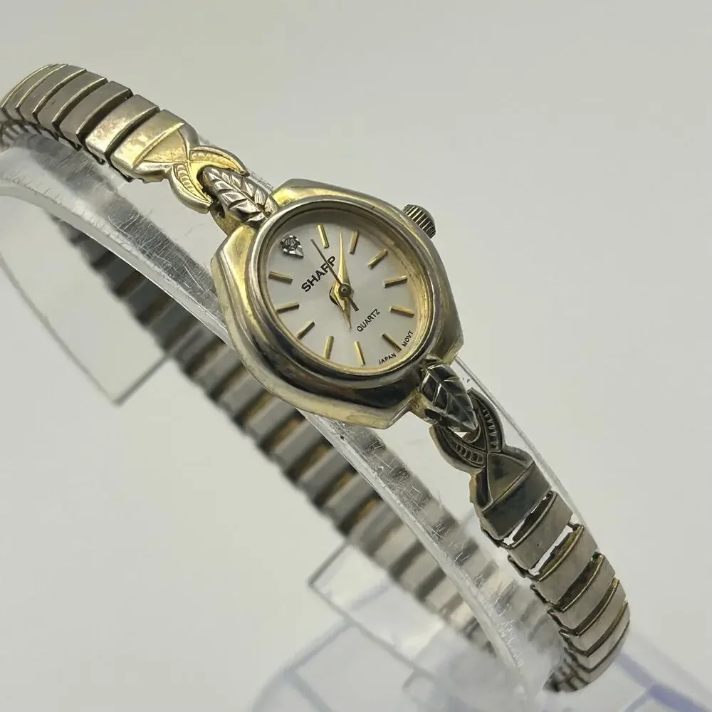 Sharp Diamond Women’s Quartz Watch Expansion Band Working New Battery